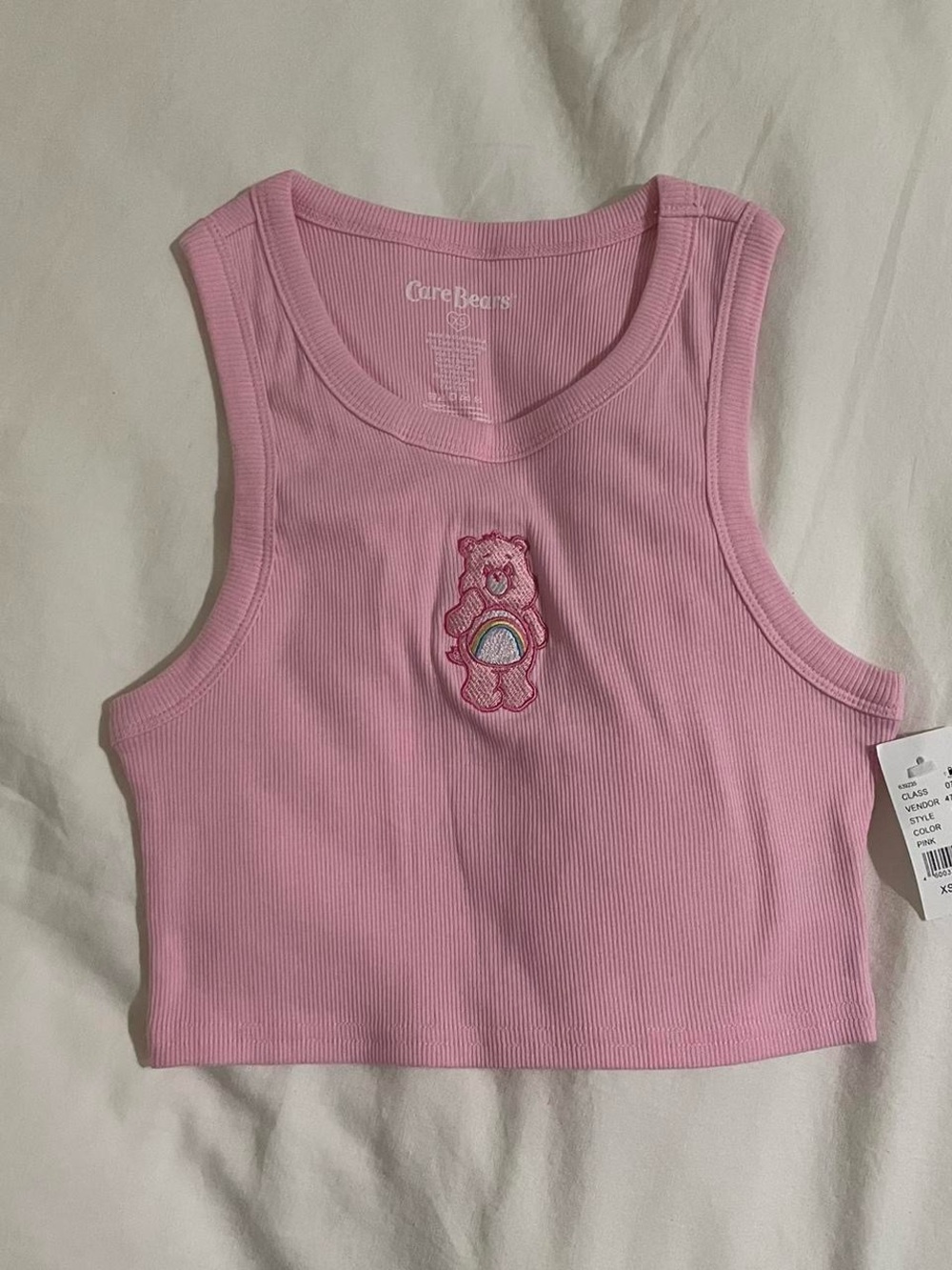 Pacsun pink Cheer Bear care bear ribbed crop tank top